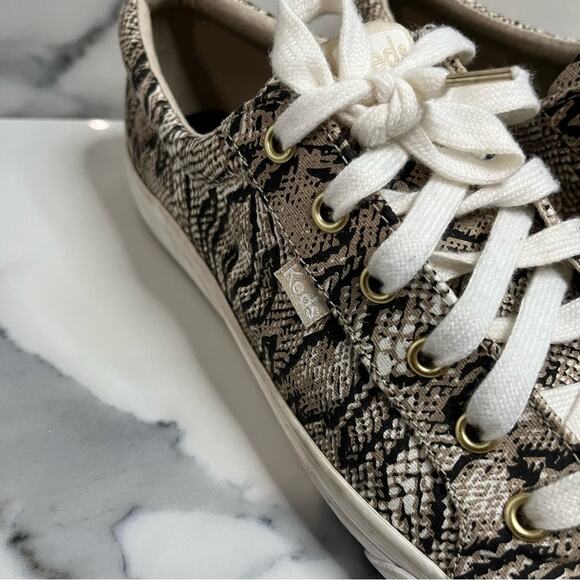 Keds | Women's Cream Black Snakeskin Memory Foam Jump Kick Shoes Sz 11 - Picture 3 of 7